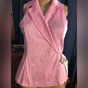 Lilly Pulitzer Pink Sleeveless Wrap Cotton Blouse Top